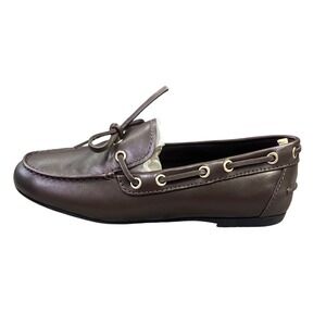 Everlane Womens Leather Boat Shoe Loafer Chocolate Brown Gold Eyelets Size 8